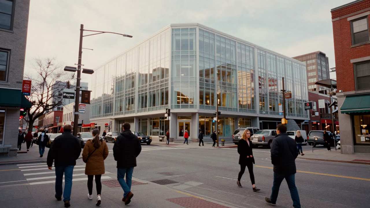 Busy Halifax Nova Scotia Street Scene Late Morning with Vintage 1990s Atmosphere in in Halifax, Nova Scotia, Canada