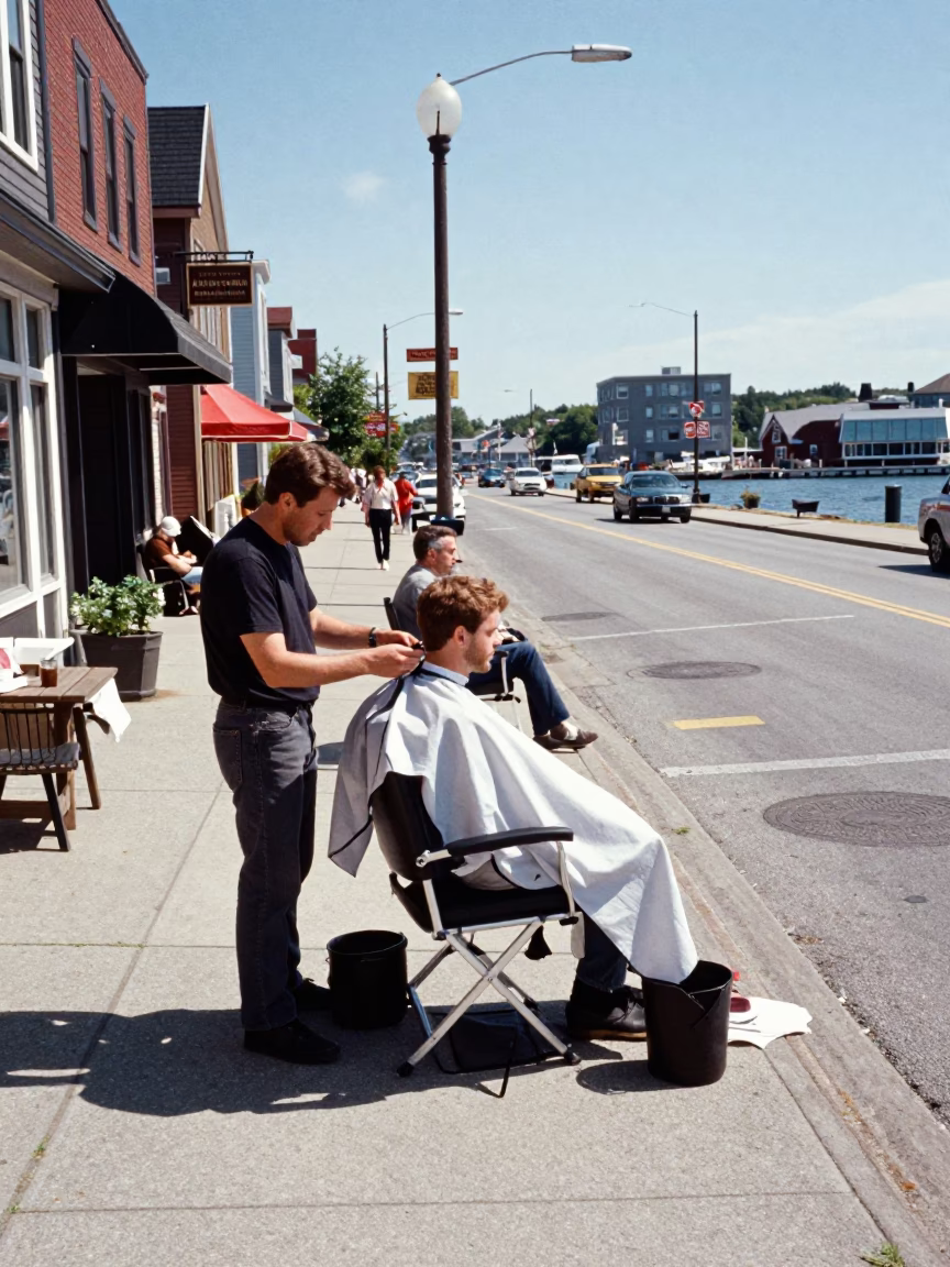 Busy Halifax Nova Scotia Street Scene Midday with Vintage 1950s Atmosphere in in Halifax, Nova Scotia, Canada