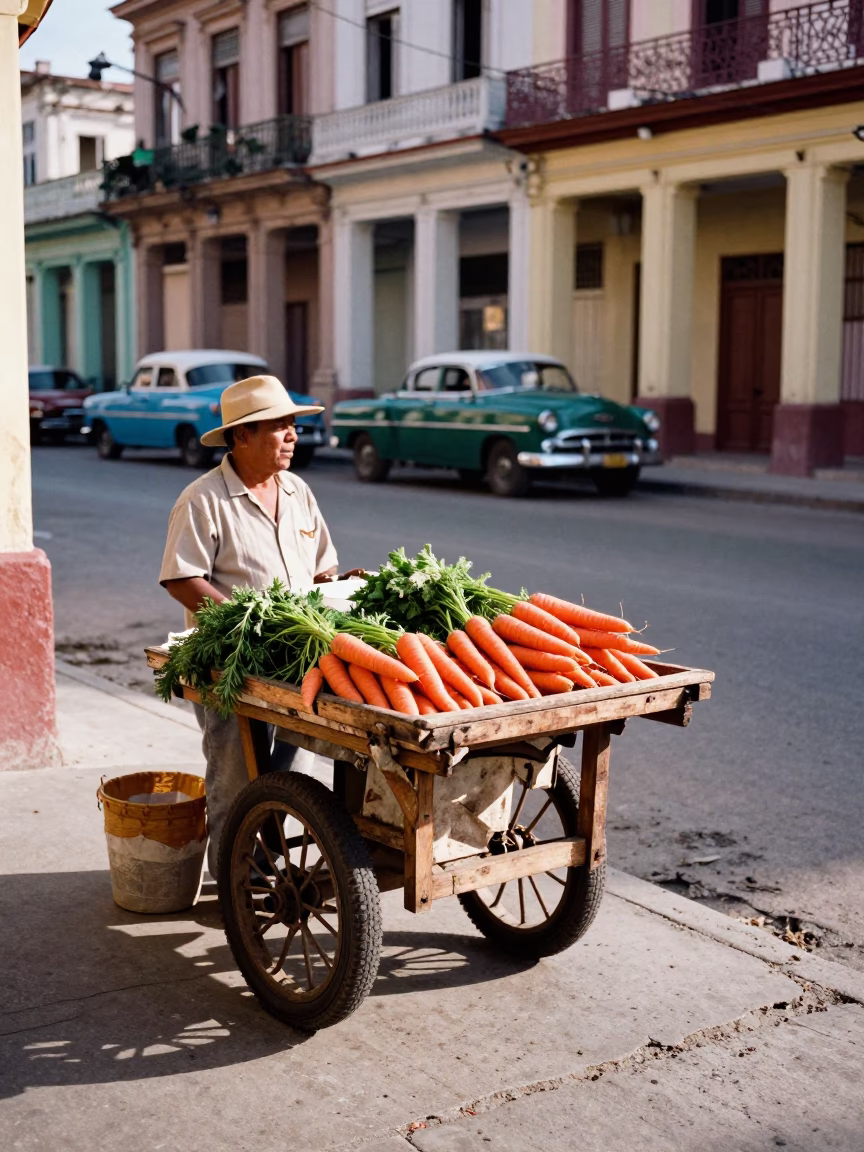 Busy Havana Street Corner Afternoon with Local Vendor and Pedestrians in Cuba in in Havana, Cuba