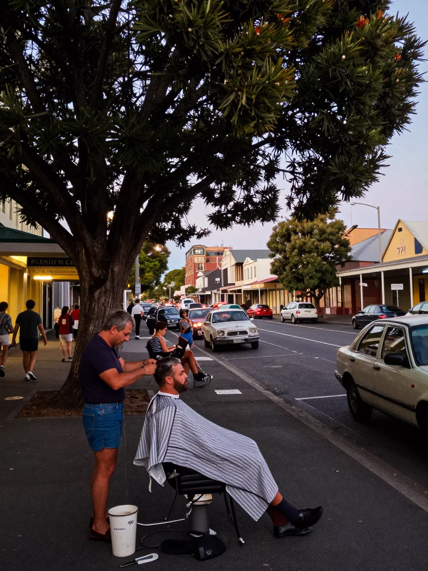 Busy Hobart Street Scene Early Evening 1970s Tasmania Australia Local Interaction in in Hobart, Tasmania, Australia