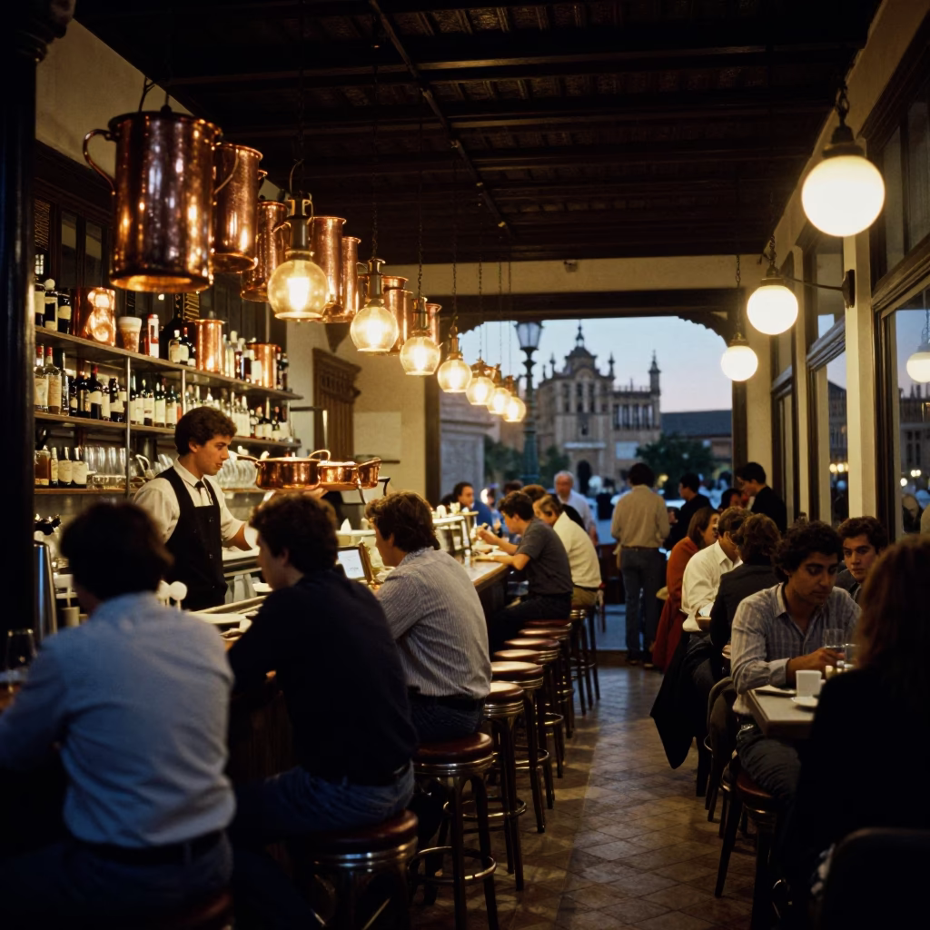 Busy Interior in Seville at Twilight in in Seville, Spain