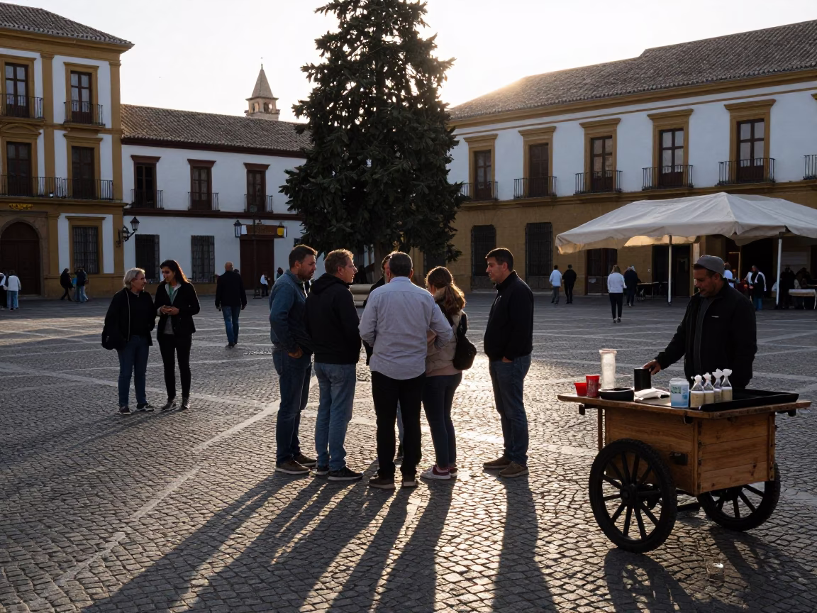 Busy Late Afternoon Street Scene in Granada Spain with Local Life and Vintage Atmosphere in in Granada, Spain