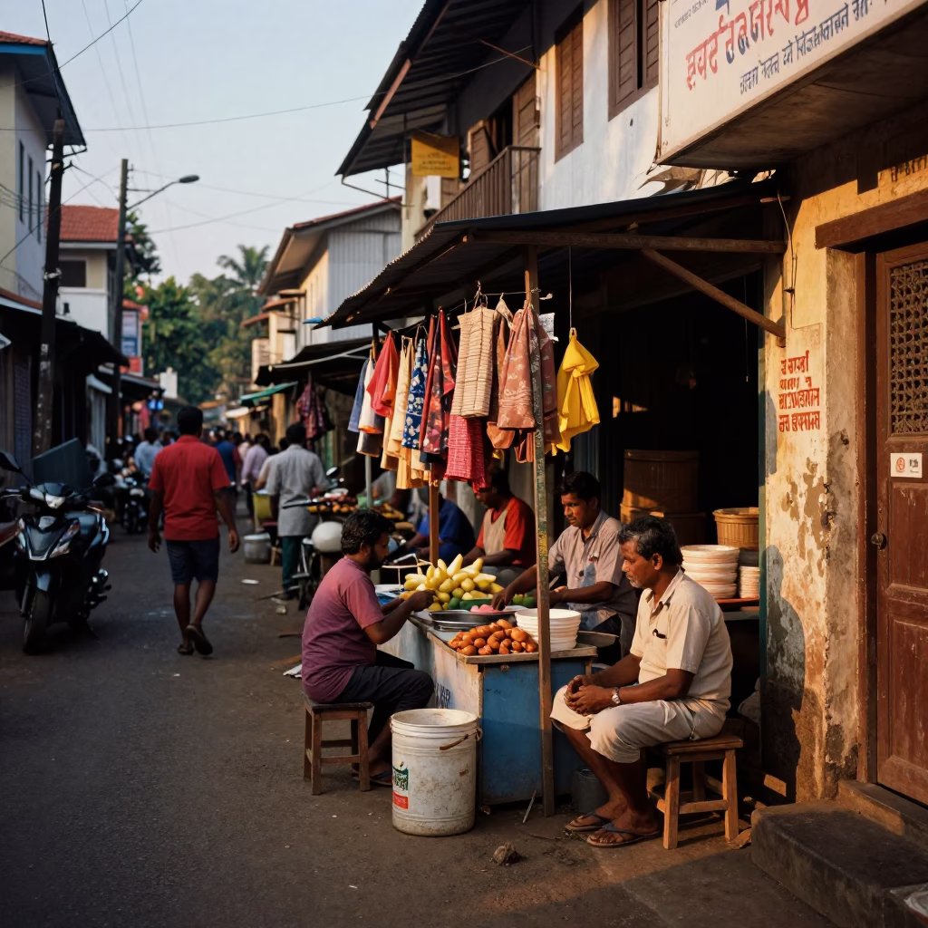 Busy Late Afternoon Street Scene in Kochi India with Local Life Details in in Kochi, India