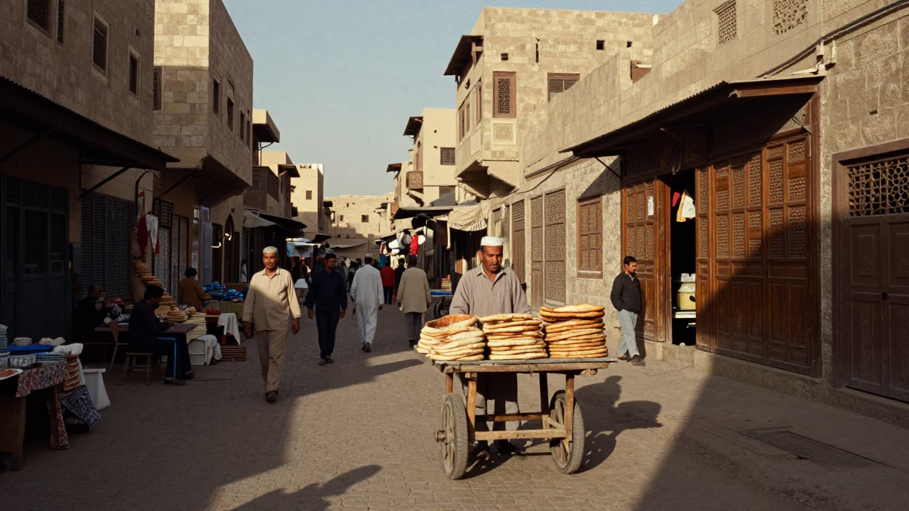 Busy Luxor Egypt Afternoon Street Scene with Local Market Activity in in Luxor, Egypt