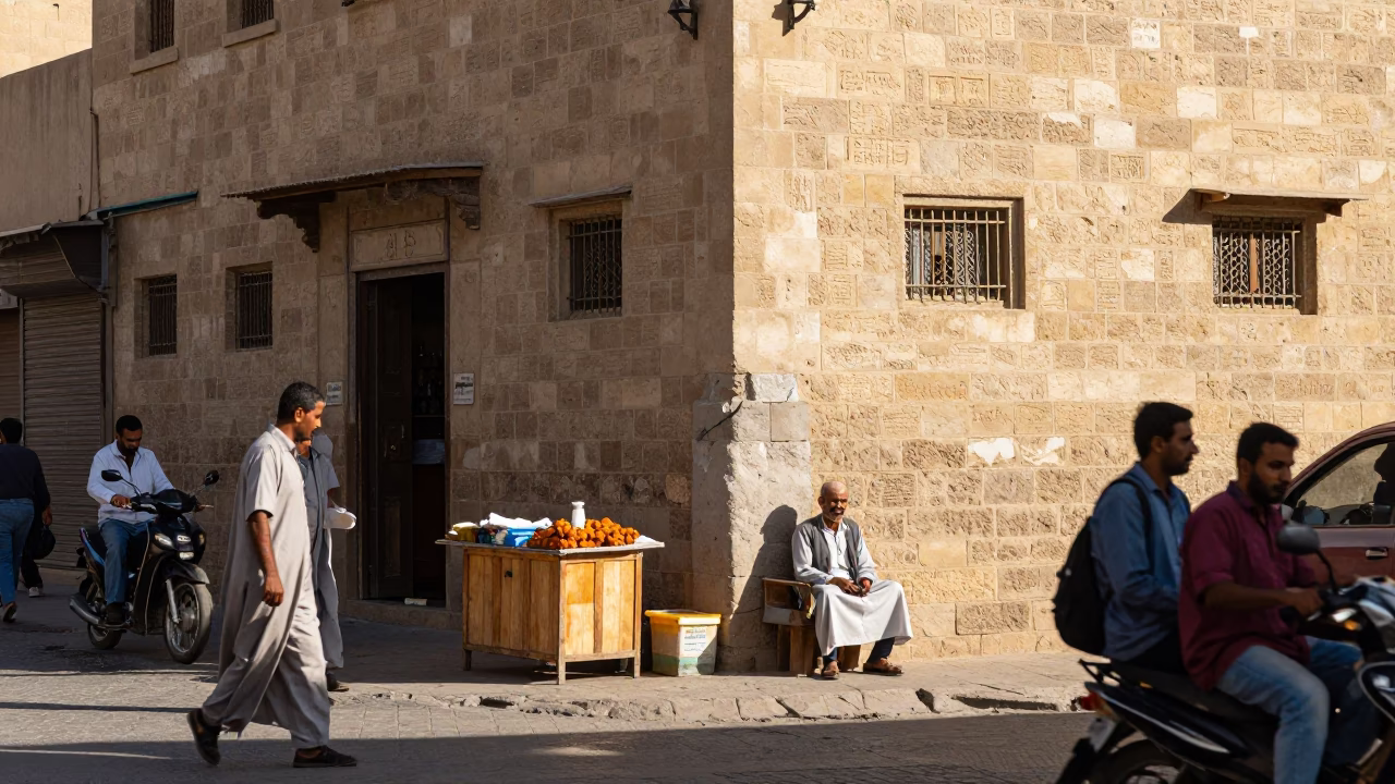 Busy Luxor Street Scene Midmorning Light with Local Commerce and Daily Life in Egypt in in Luxor, Egypt