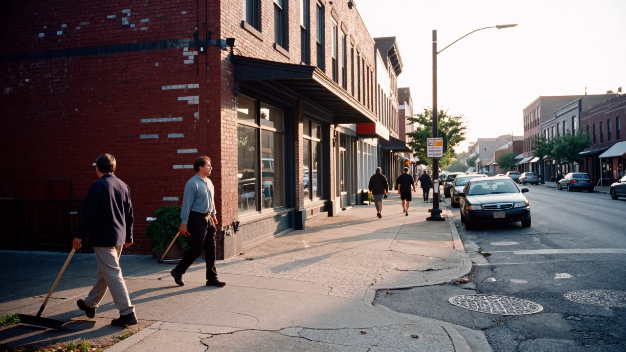 Busy Nashville Morning Street Scene With Boot Scraper And Early Sunlight in in Nashville, Tennessee, United States