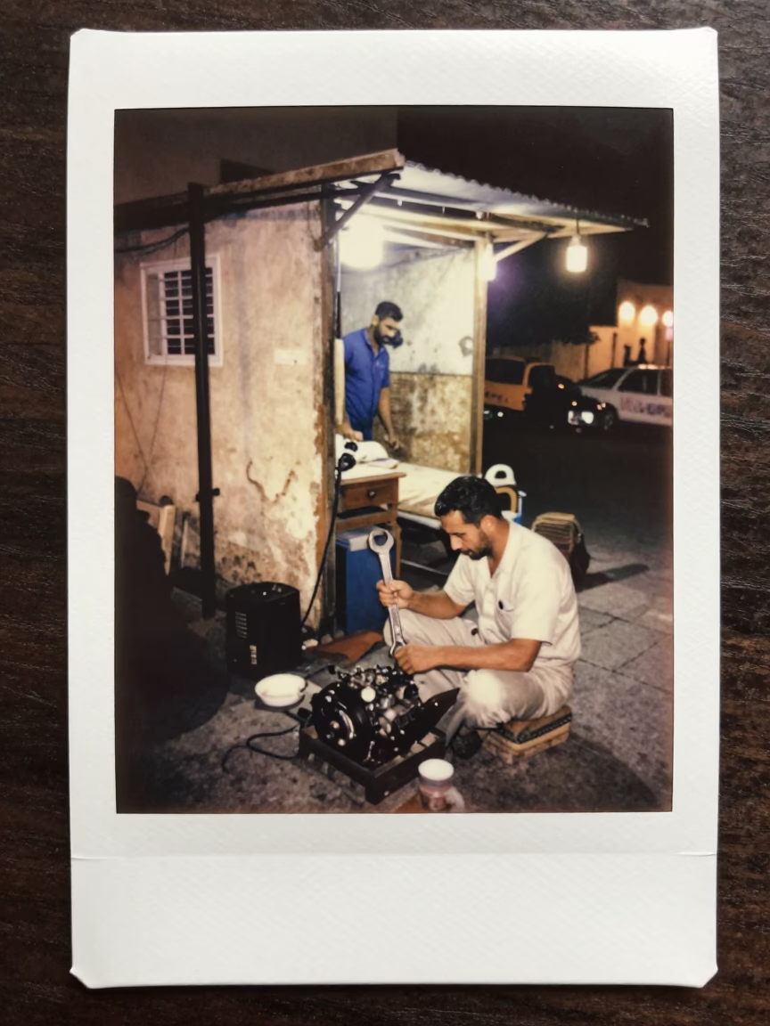 Busy Night Street Scene in Muscat Oman with Wrench and Bedside Lamp in in Muscat, Oman