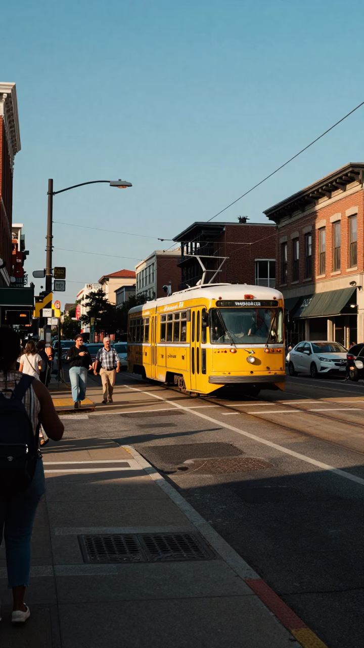 Busy Philadelphia Street Corner in Late Afternoon Light with Urban Pedestrians and City Architecture in in Philadelphia, Pennsylvania, United States