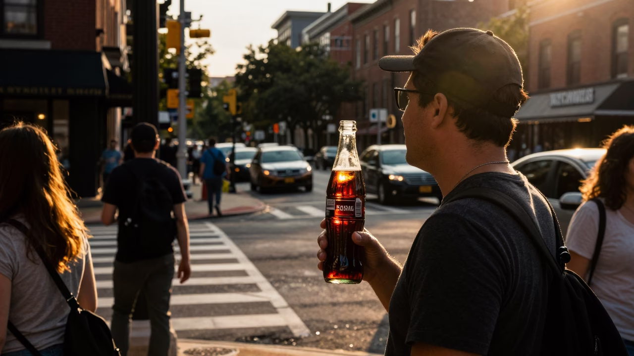 Busy Philadelphia Street Scene in Honeyed Evening Light with Sun Stripe and Fingerprints in in Philadelphia, Pennsylvania, United States