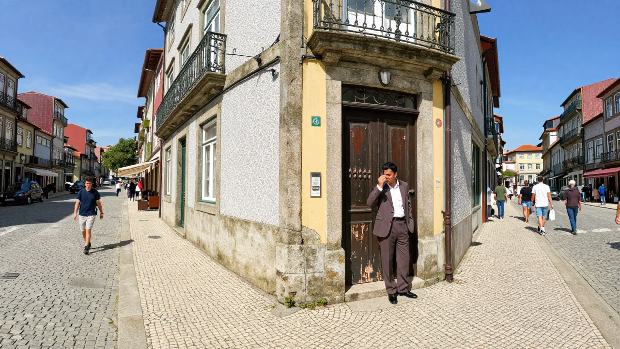Busy Porto Portugal Street Scene with Vintage 1950s Charm and Local Details in in Porto, Portugal