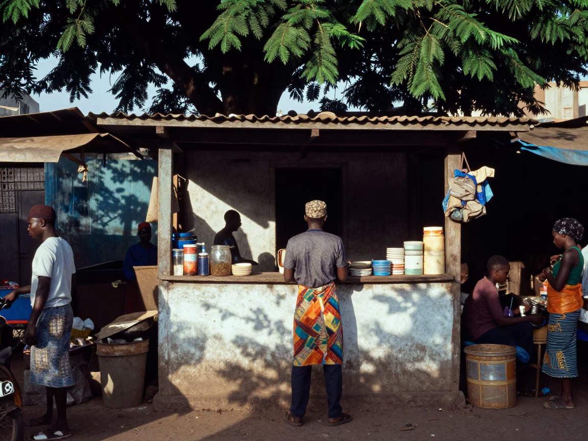 Busy Scene in Accra at Early Morning Light in in Accra, Ghana