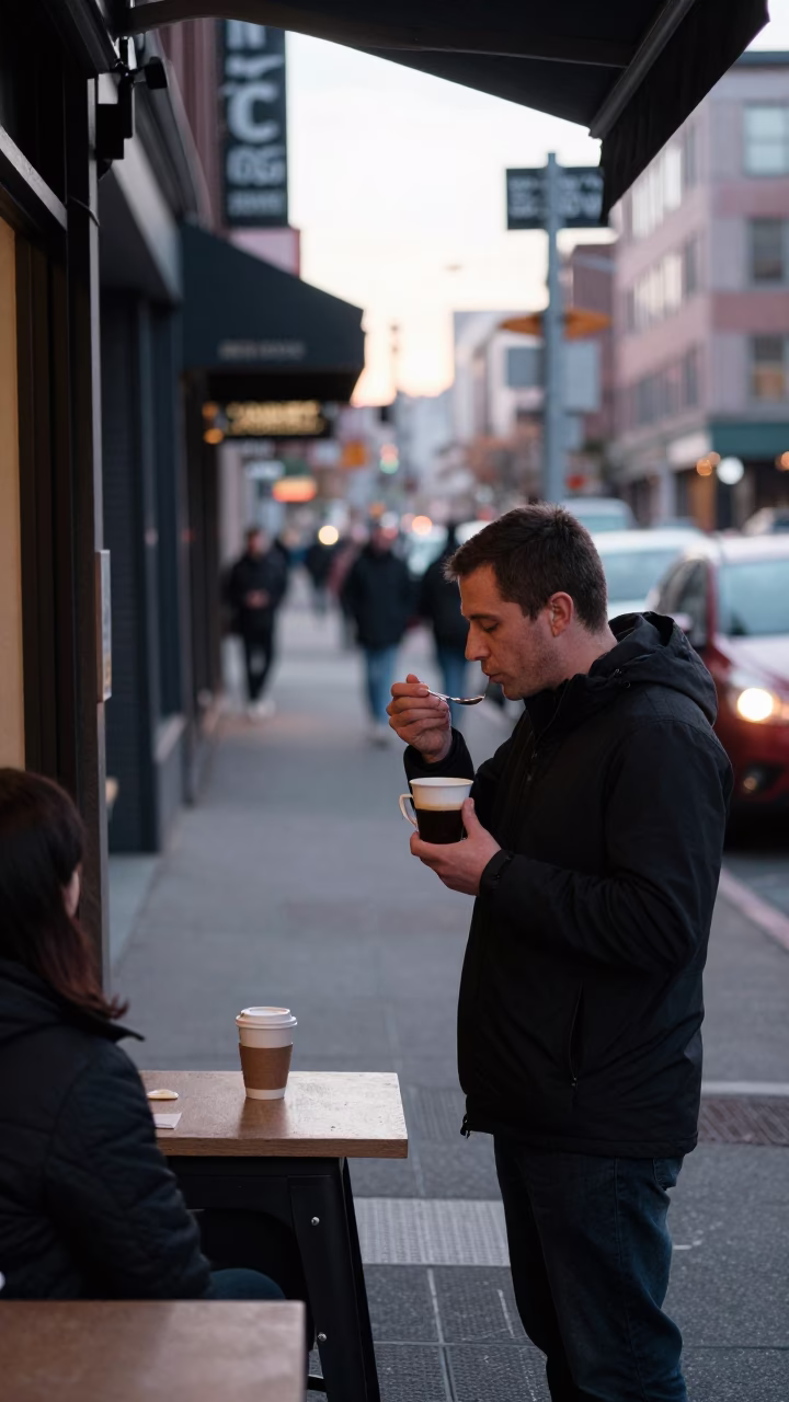 Busy Seattle Street Scene Early Morning with Coffee Cupper and Local Vibes in in Seattle, Washington, United States