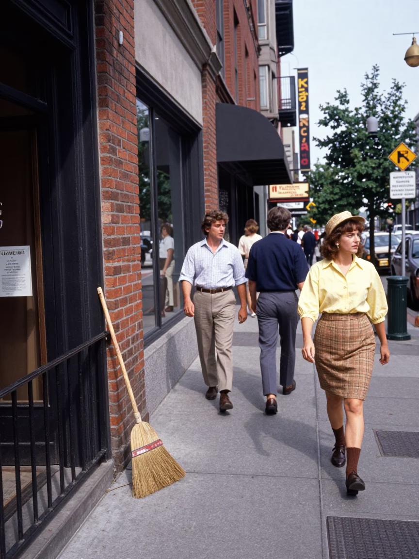 Busy Seattle Washington Street Scene Midday with Vintage 1980s Urban Details in in Seattle, Washington, United States