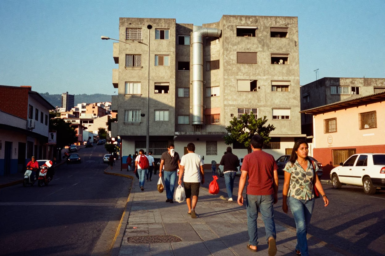 Busy Sidewalk in Medellin at Clear Late-afternoon Light in in Medellin, Colombia