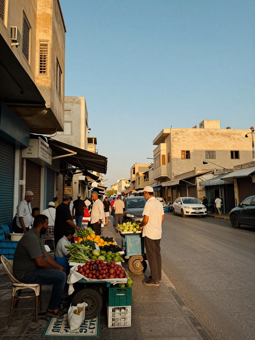 Busy Street Scene in Alexandria Egypt Late Afternoon Light with Local Life in in Alexandria, Egypt