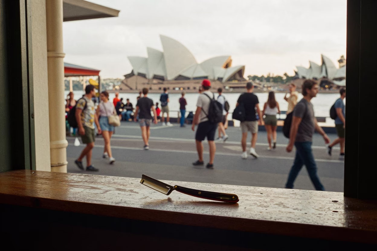 Busy Sydney Harbour Late Afternoon Street Scene with Vintage Details in in Sydney, New South Wales, Australia