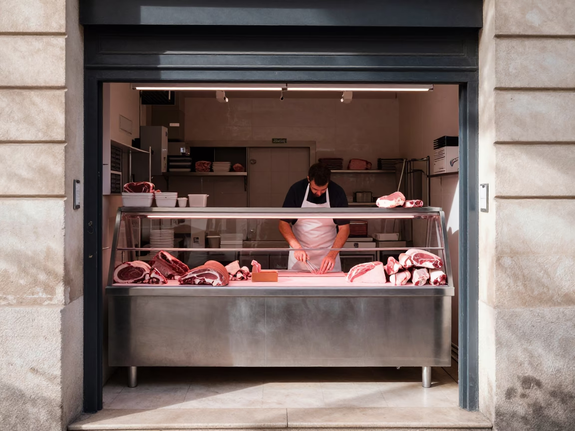 Butcher Working in Marseille in in Marseille, France
