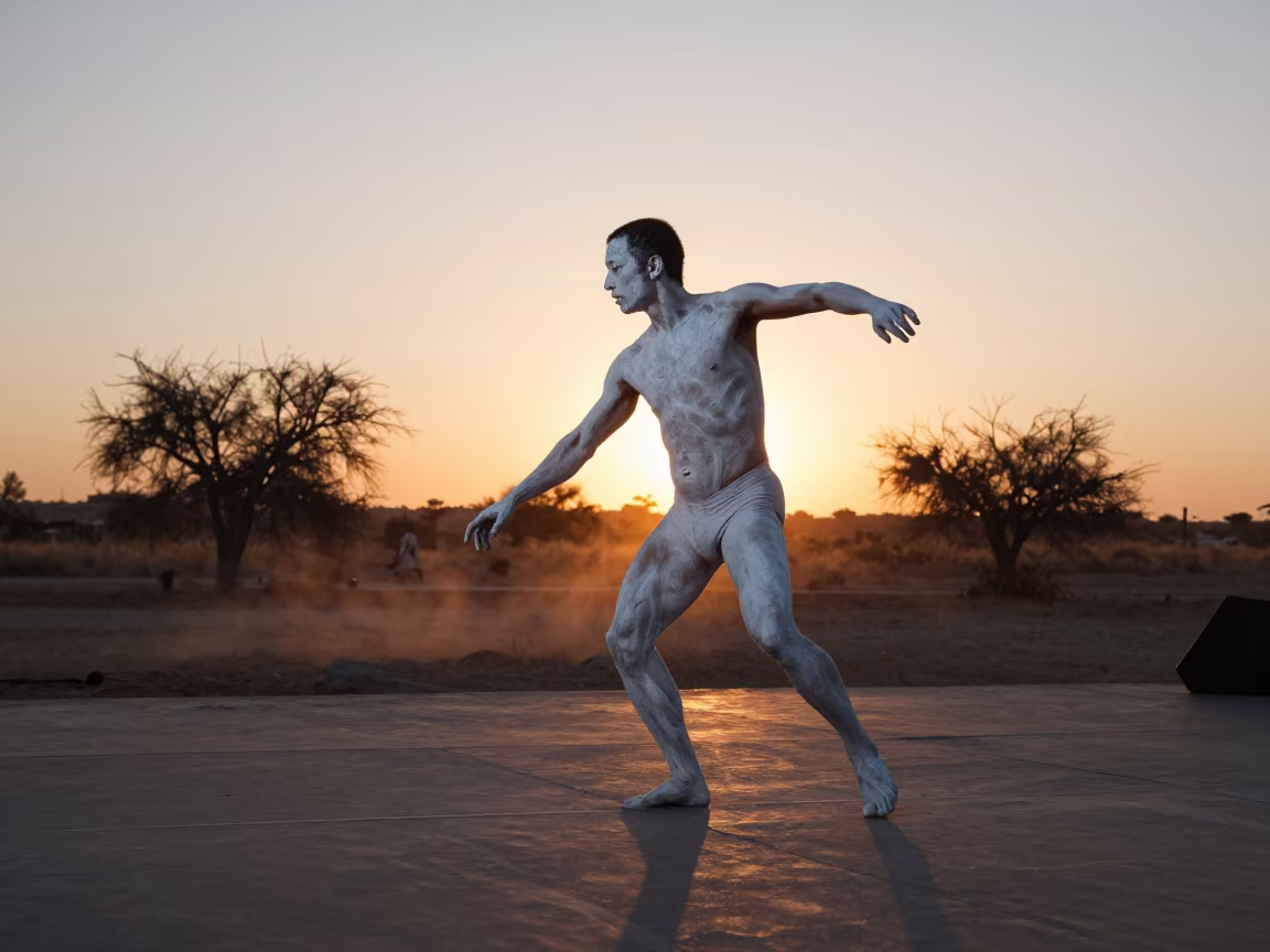 Butoh Dancer Silhouette at Sunset in near Carlos Manuel de Céspedes