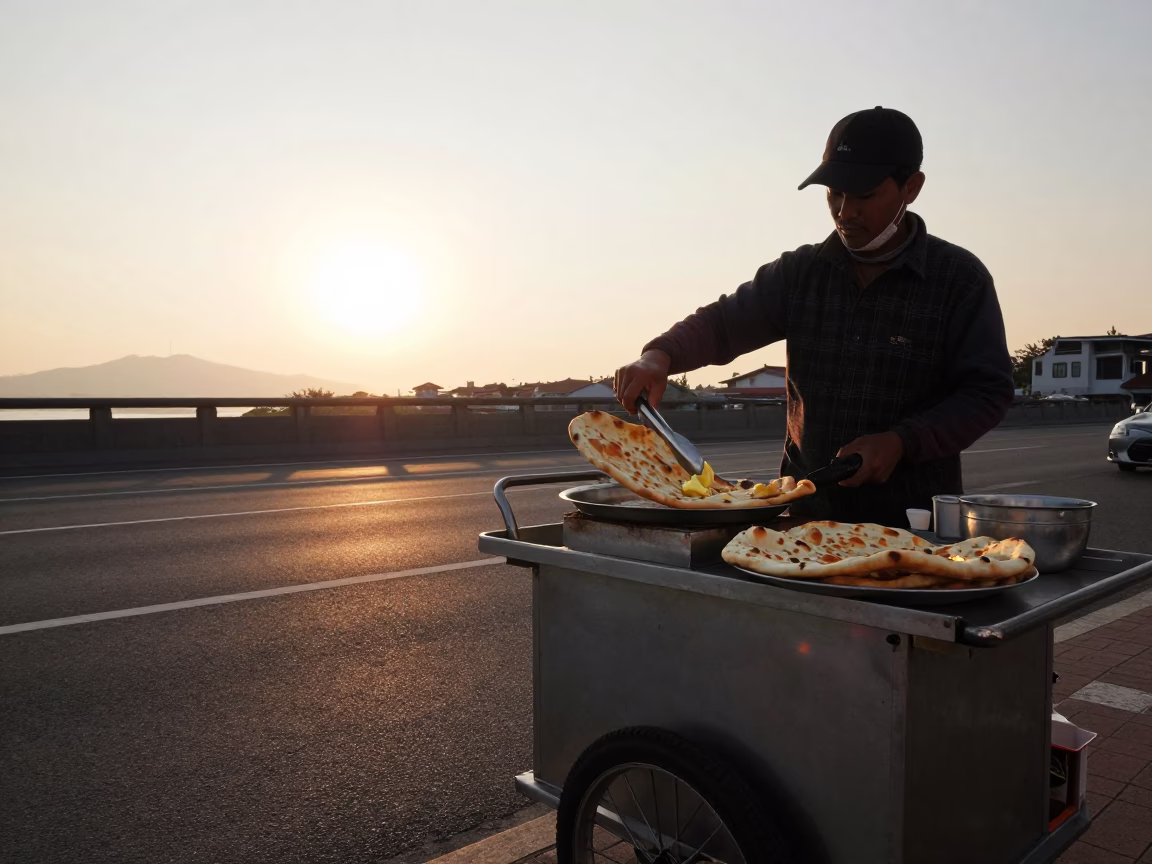 Butter Naan in Kaohsiung at As The Sun Drops Toward The Horizon in in Kaohsiung, Taiwan