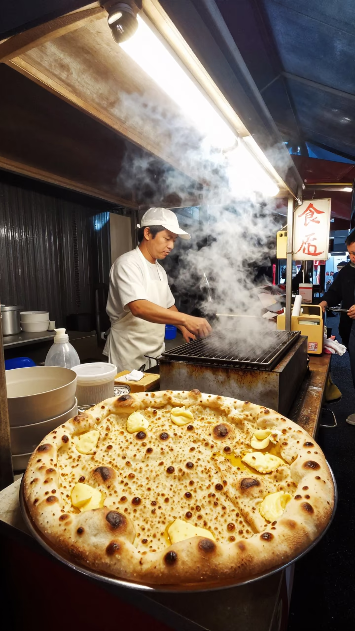 Butter Naan in Osaka at Deep In The Night Light in in Osaka, Japan