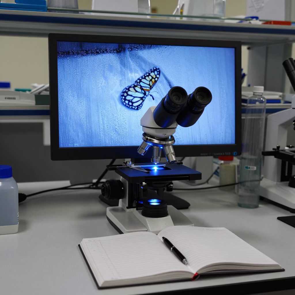 Butterfly Scale Slide in Kuwait Lab Light in in a bright laboratory near Kuwait City