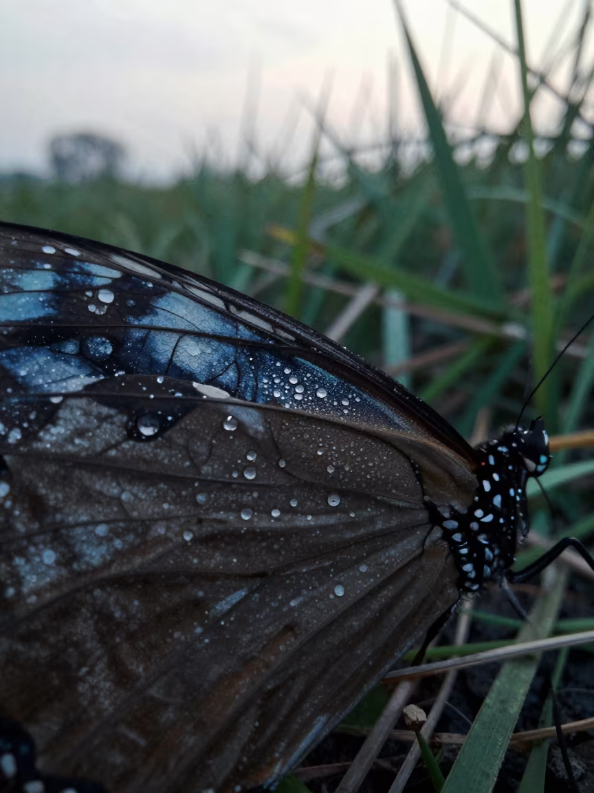 Butterfly Wing Scales Dawn Reed Bed in at the edge of a reed bed near Tainan