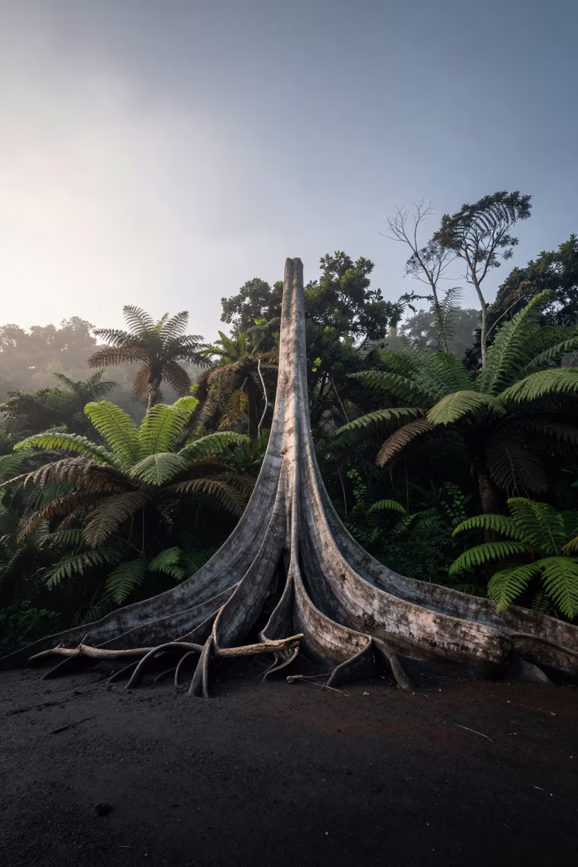 Buttress Roots in Silver Dawn Light Maputo in near Maputo