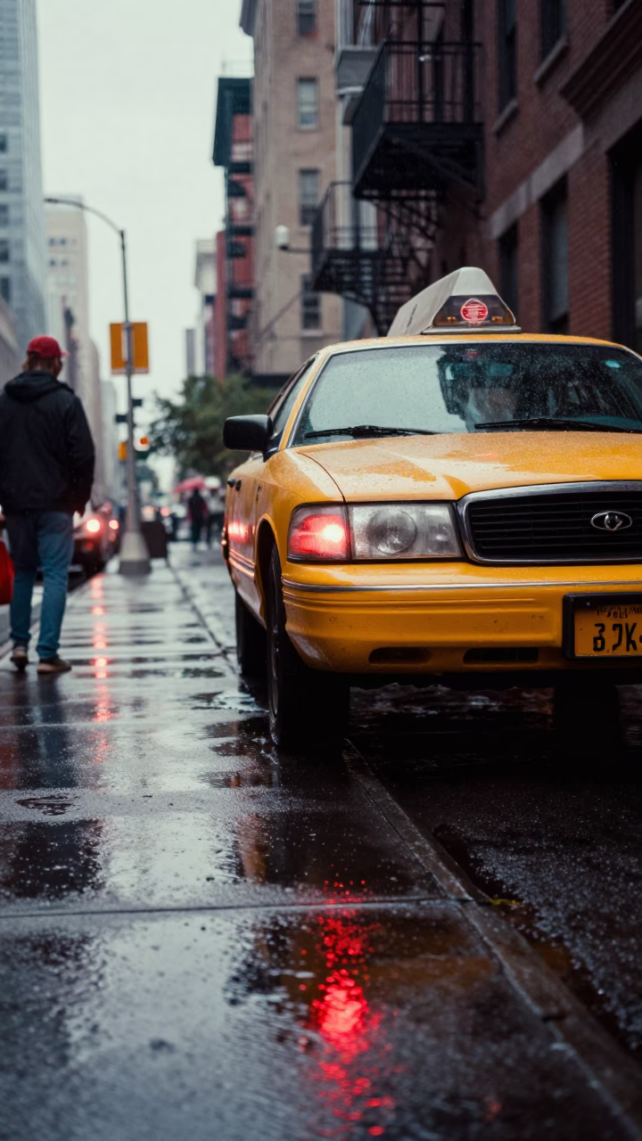 Cab Reflection in New York in in New York, New York, United States