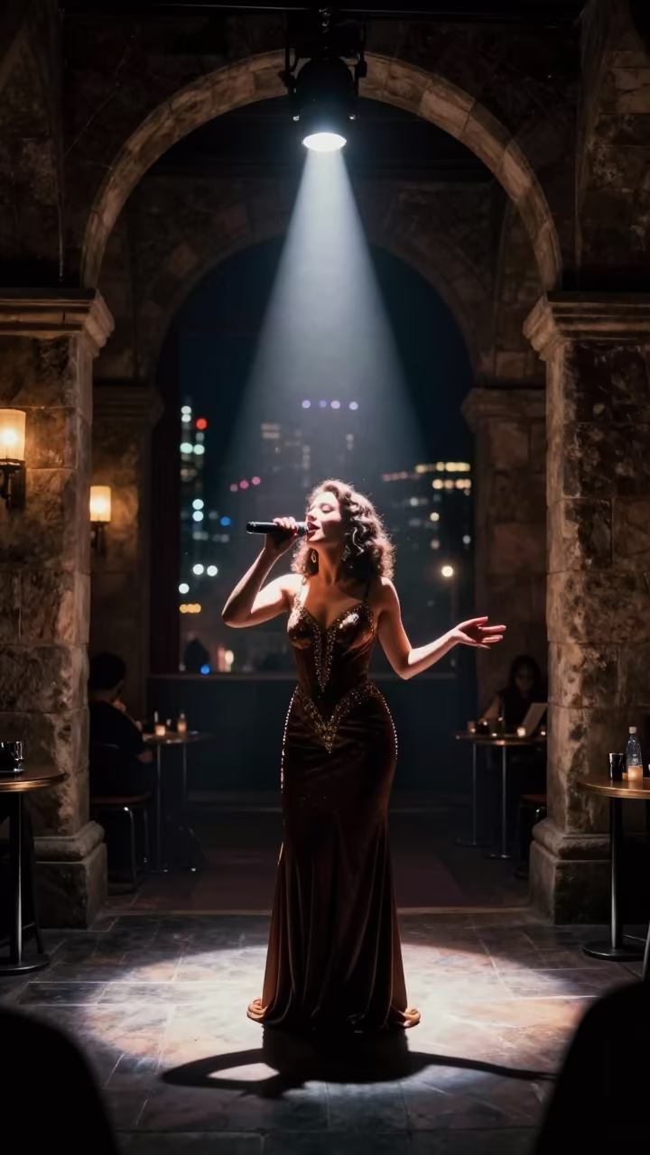 Cabaret Singer Spotlight Fuzhou Jazz Club in at a jazz club in Fuzhou