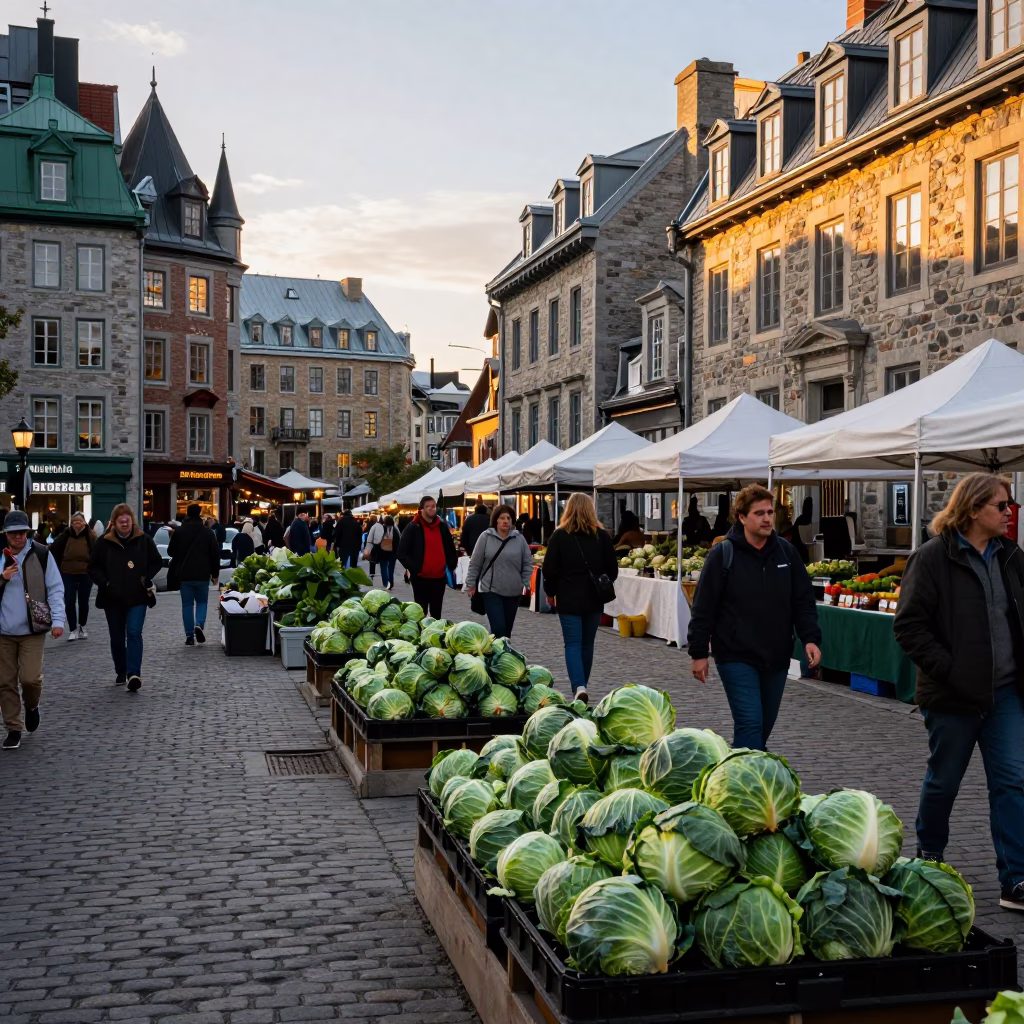 Cabbages at Golden Hour in Quebec City in in Quebec City, Quebec, Canada