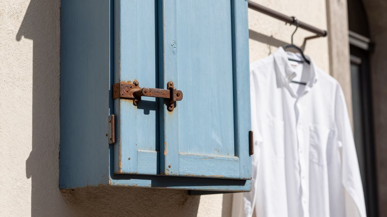 Cabinet Latch And Shirt Hanger Midmorning Street Scene in Naples in in Naples, Italy