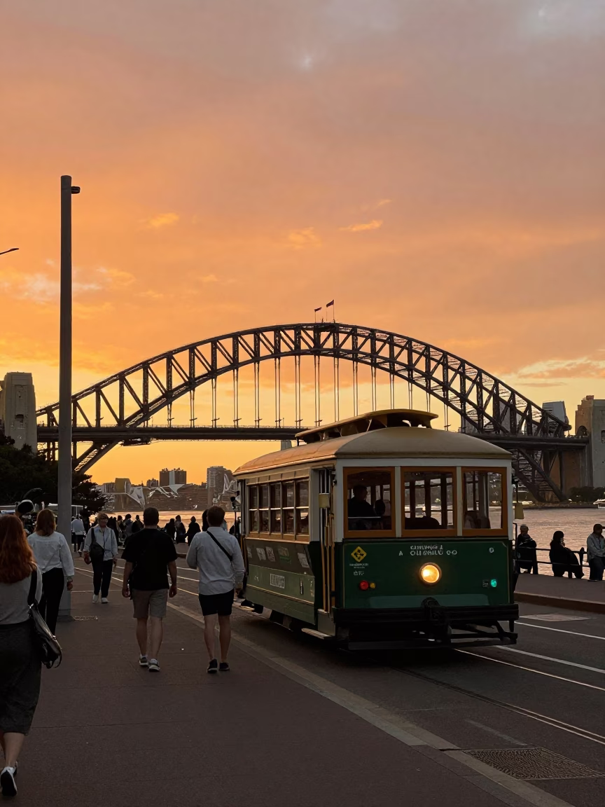 Cable Car at Sunset Light in Sydney in in Sydney, New South Wales, Australia