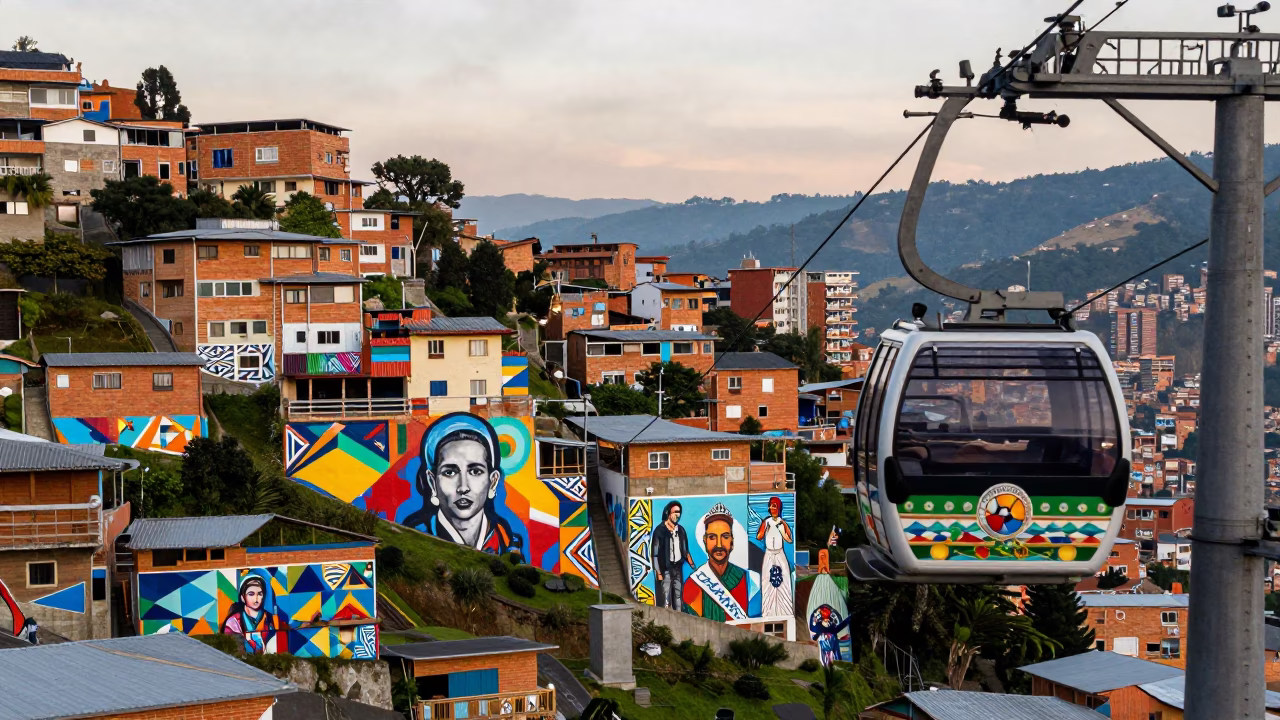 Cable Car in Medellin in in Medellin, Colombia
