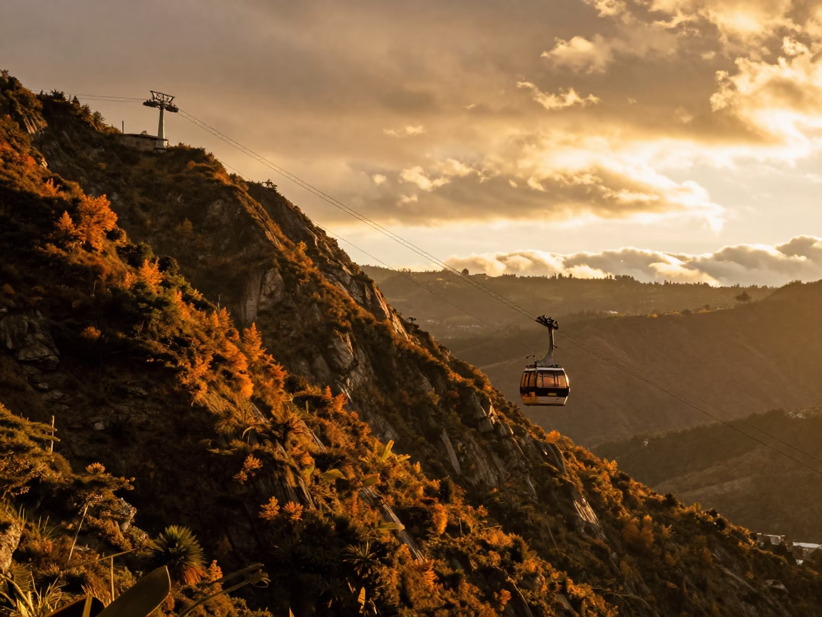 Cable Car Sunset Mountain Gorge Ecuador in in Ecuador
