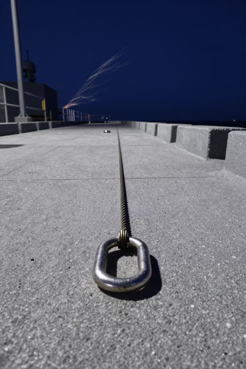 Cable Lock Cup on Naval Deck Midnight in on a naval deck in rough wind in León de Los Aldama