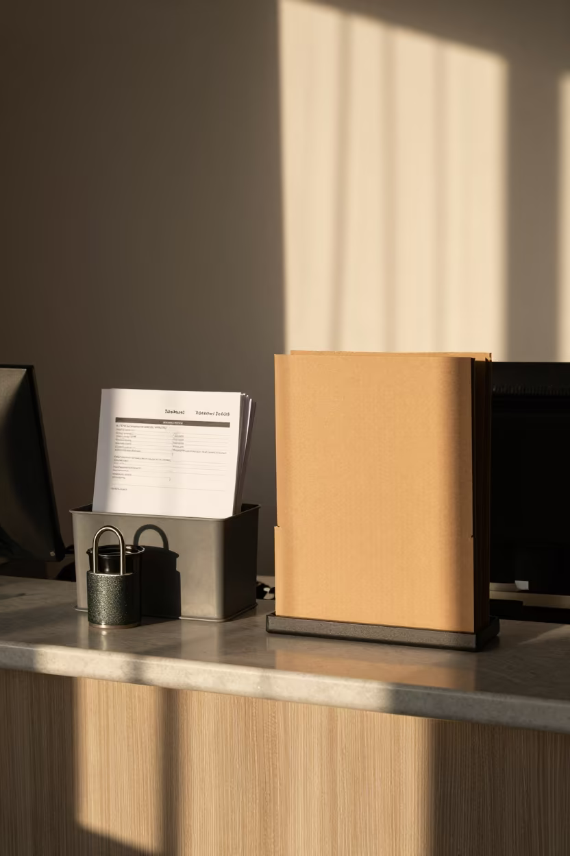 Cable Lock Cup on Tashkent Reception Desk in at an office reception desk in Tashkent