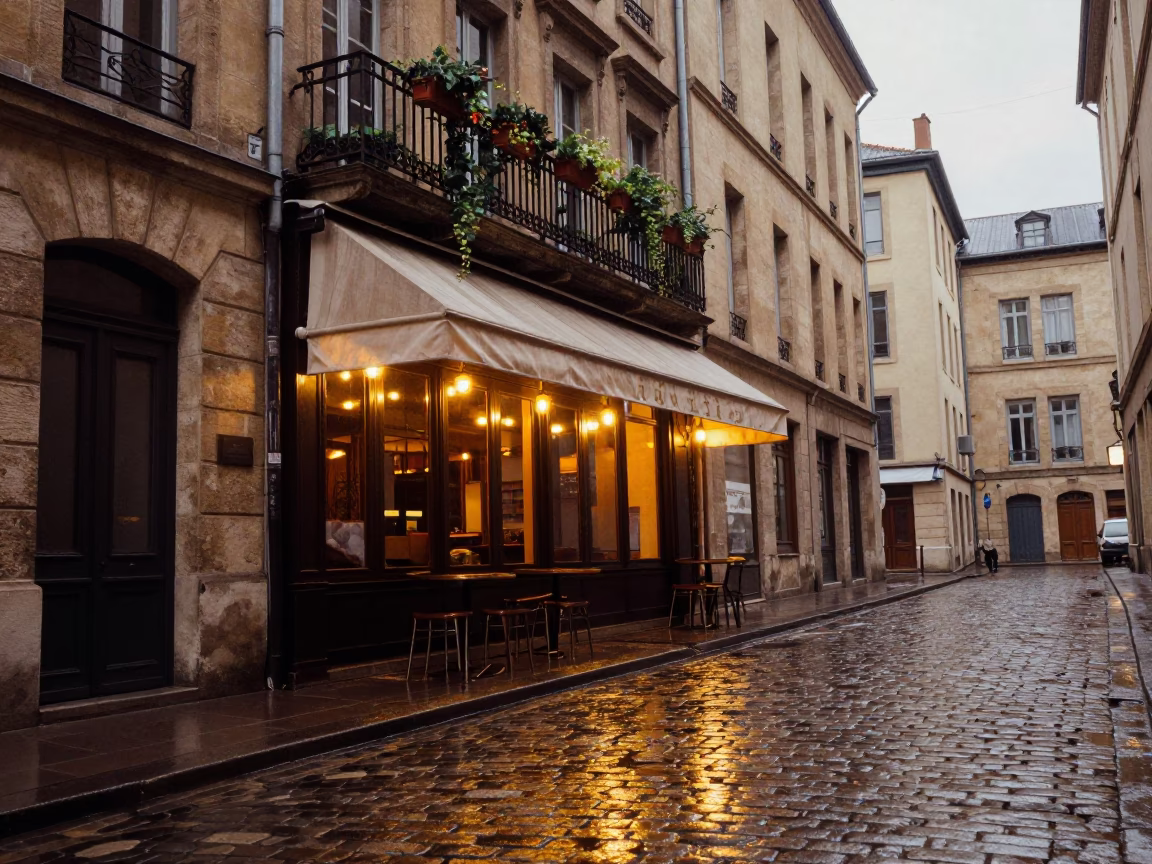 Café Awning in Lyon in in Lyon, France
