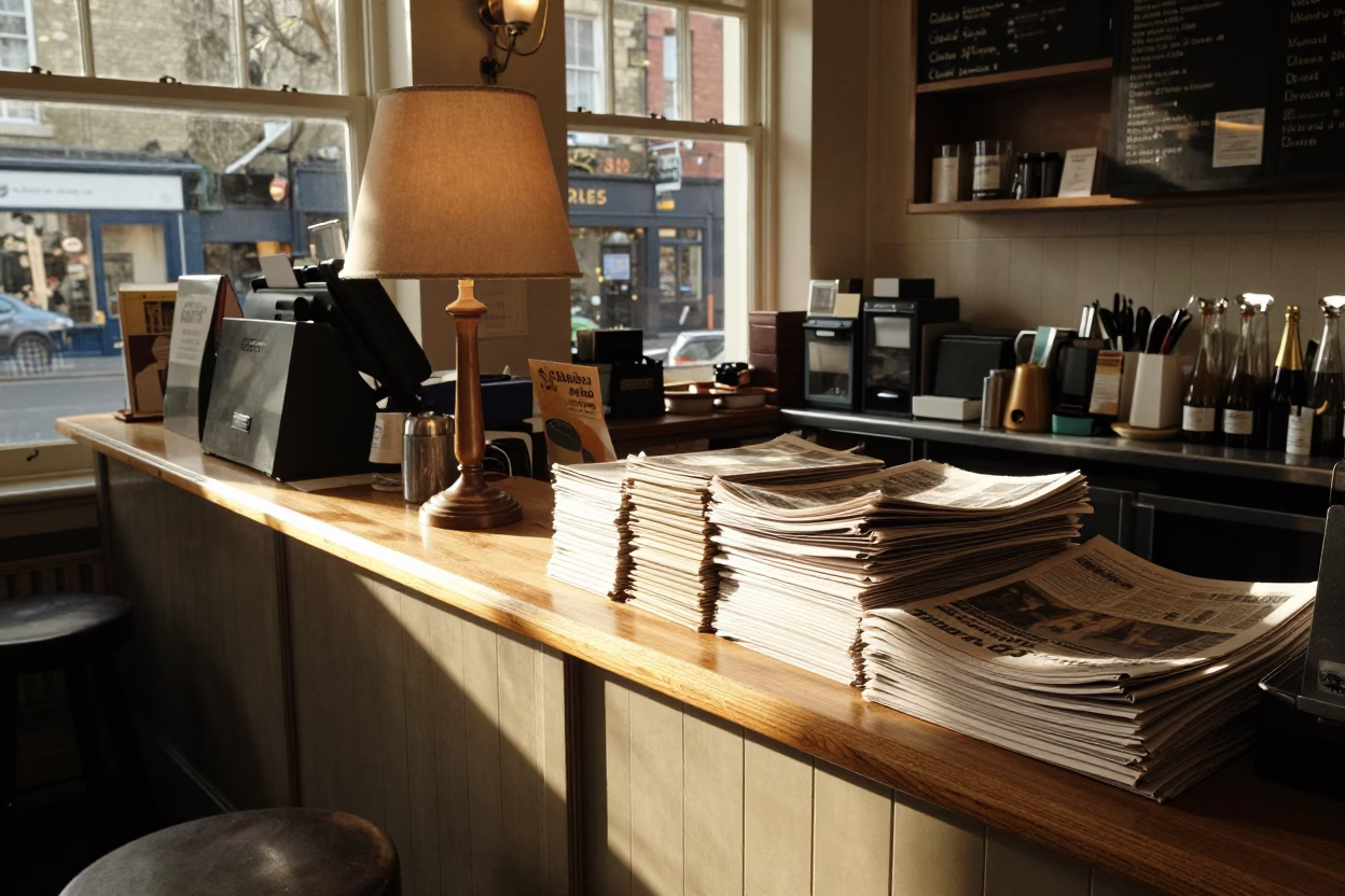 Cafe Counter in Bristol at Honeyed Evening Light in in Bristol, United Kingdom