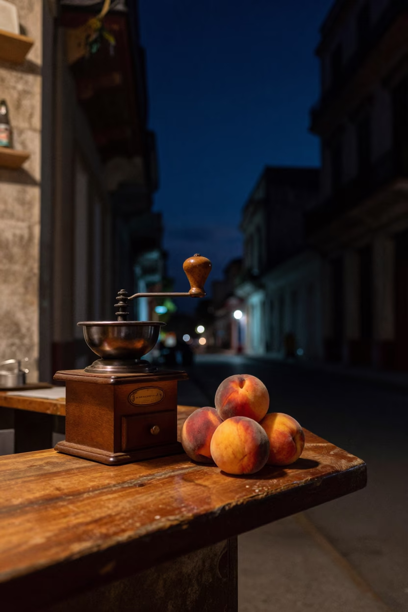 Cafe Counter in Havana at The Deepest Night Sky Light in in Havana, Cuba