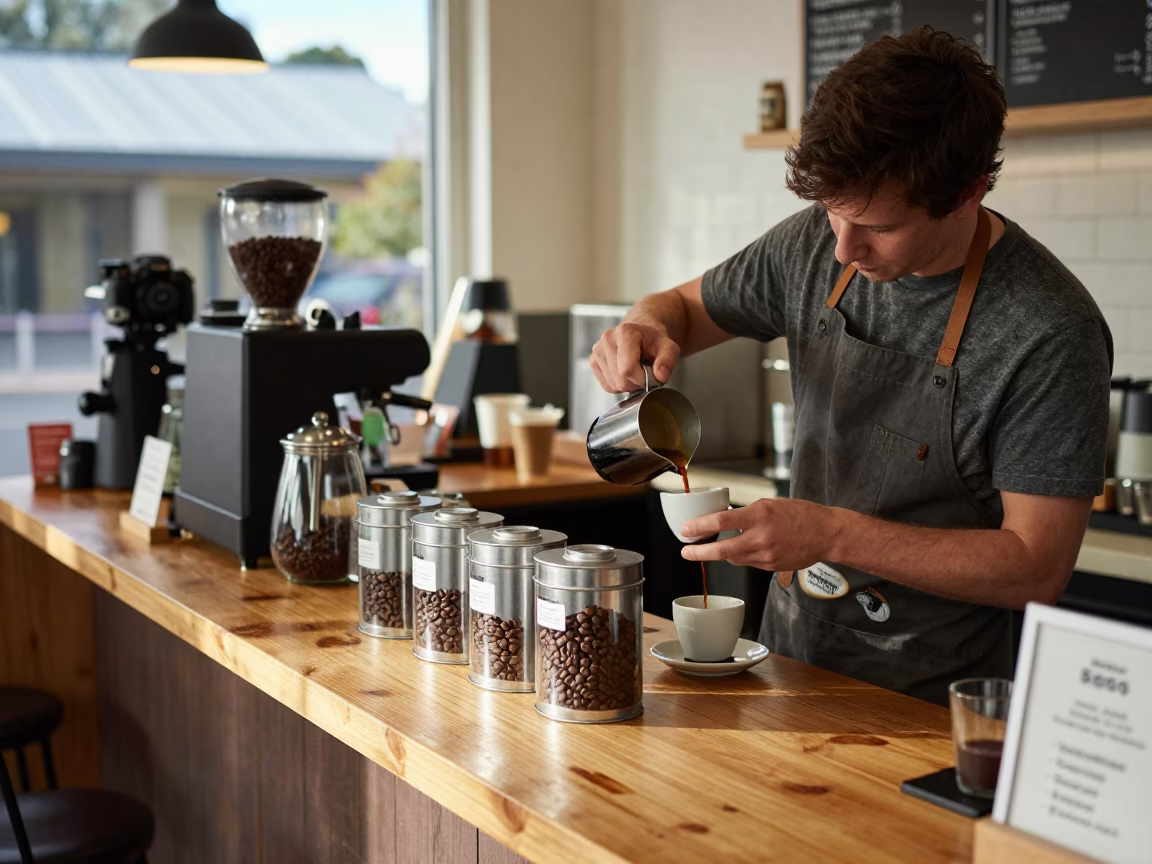 Cafe Counter in Hobart at Afternoon Light in in Hobart, Tasmania, Australia