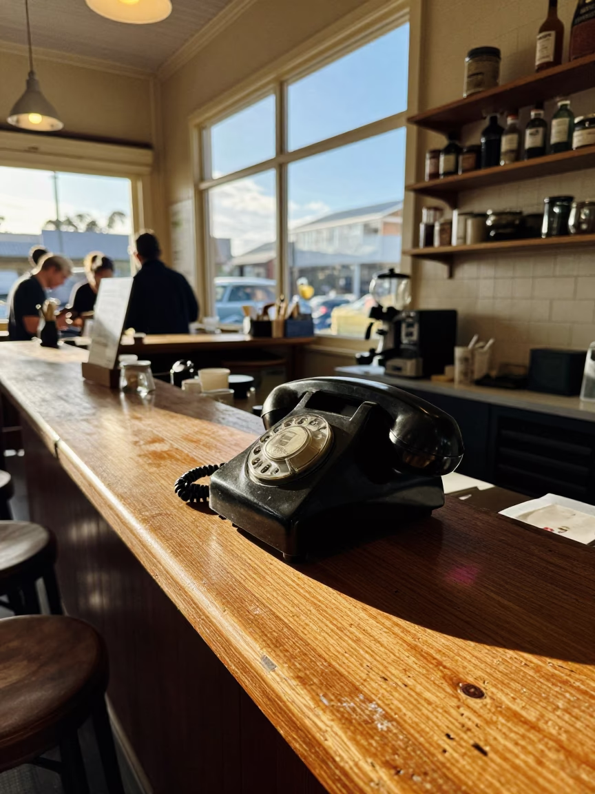 Cafe Counter in Hobart at The Early Afternoon Light in in Hobart, Tasmania, Australia