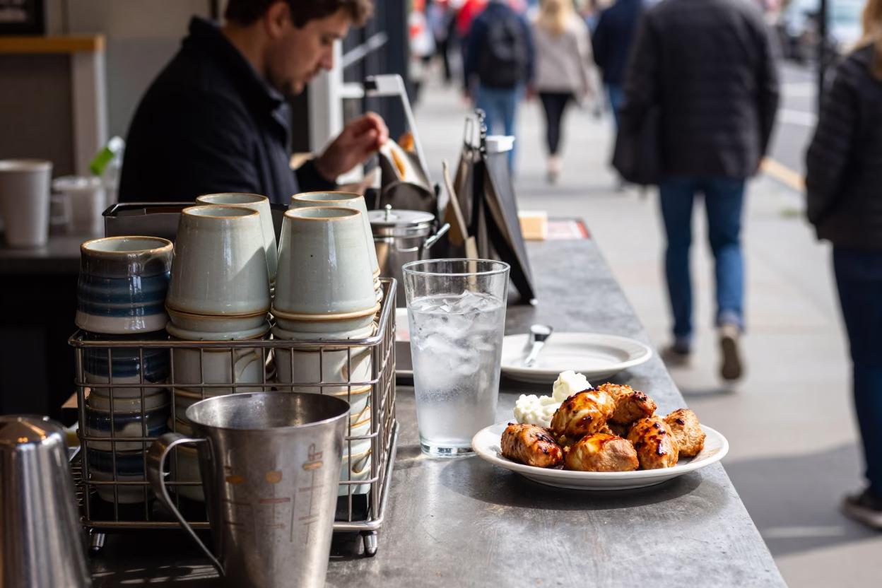 Cafe Counter in Liverpool at Midday Light in in Liverpool, United Kingdom