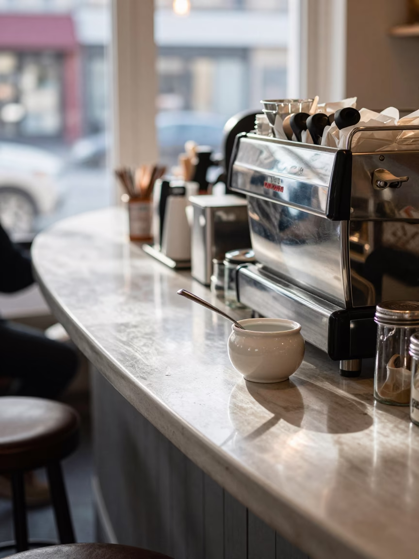 Café Counter in Montreal in in Montreal, Quebec, Canada