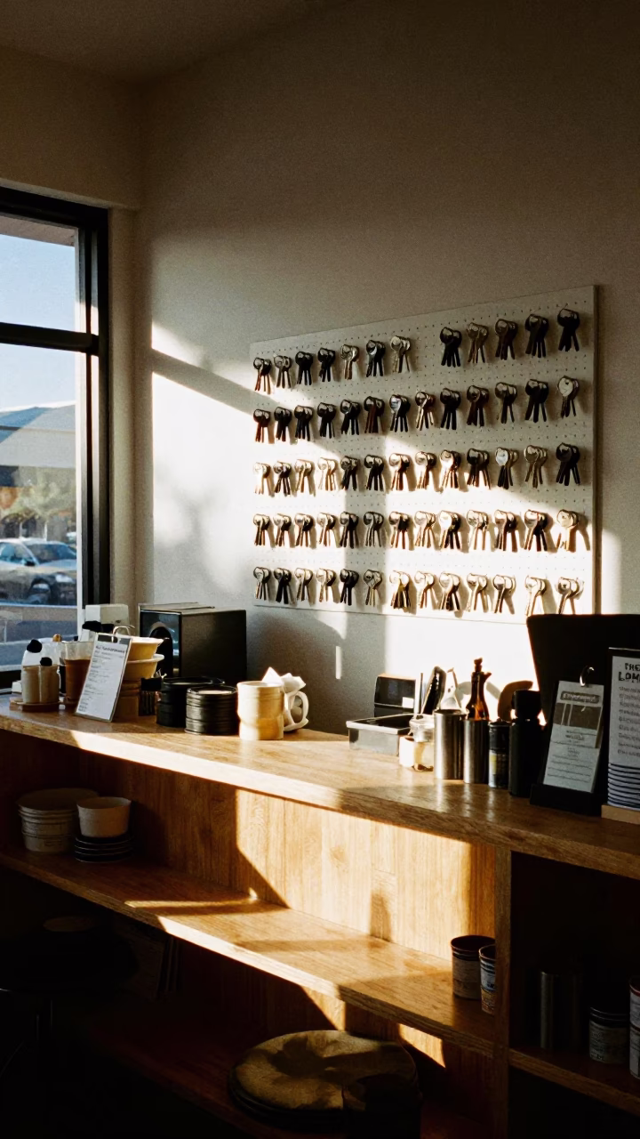 Cafe Counter in Perth at The Early Afternoon Light in in Perth, Western Australia, Australia