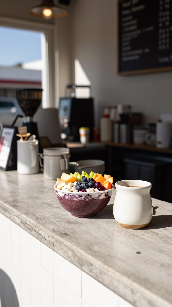 Cafe Counter in San Diego at The Flat Glare Of Noon Light in in San Diego, California, United States