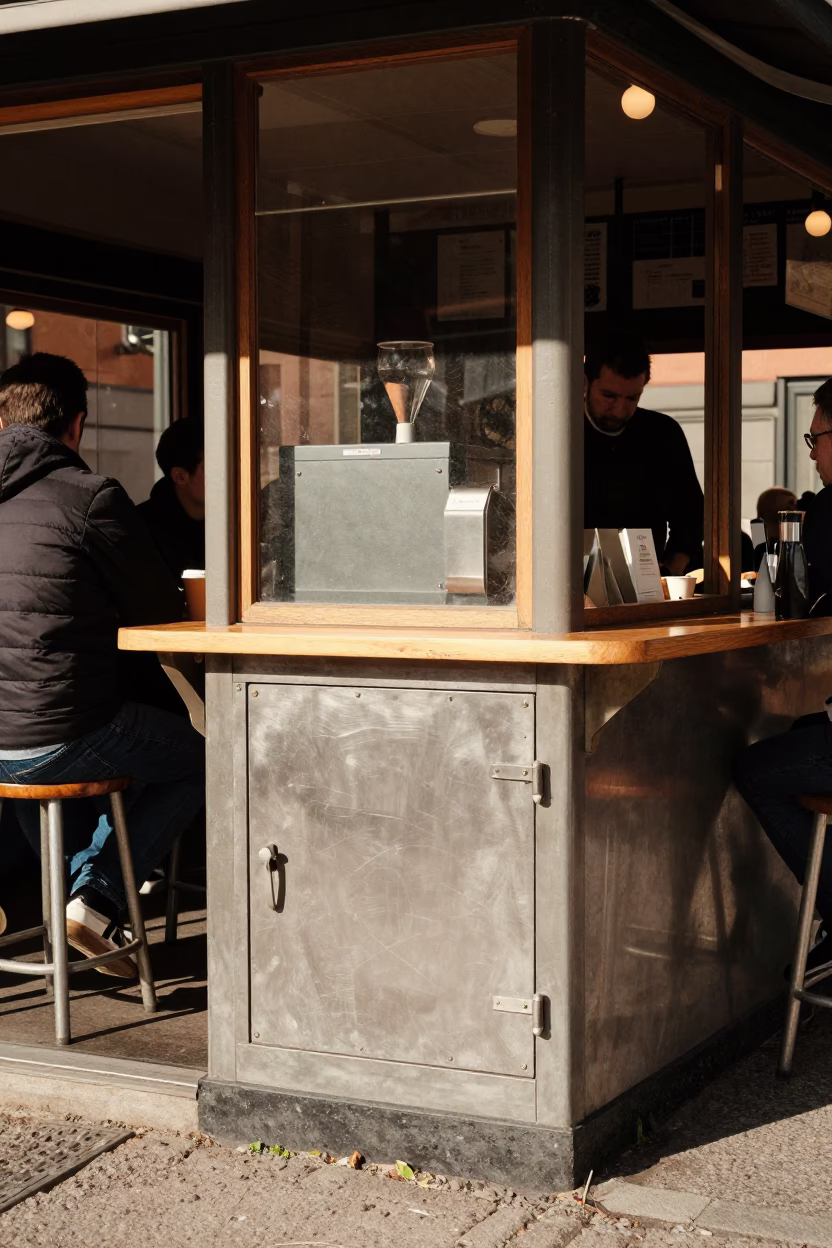 Cafe Counter in Stockholm at The Flat Glare Of Noon Light in in Stockholm, Sweden