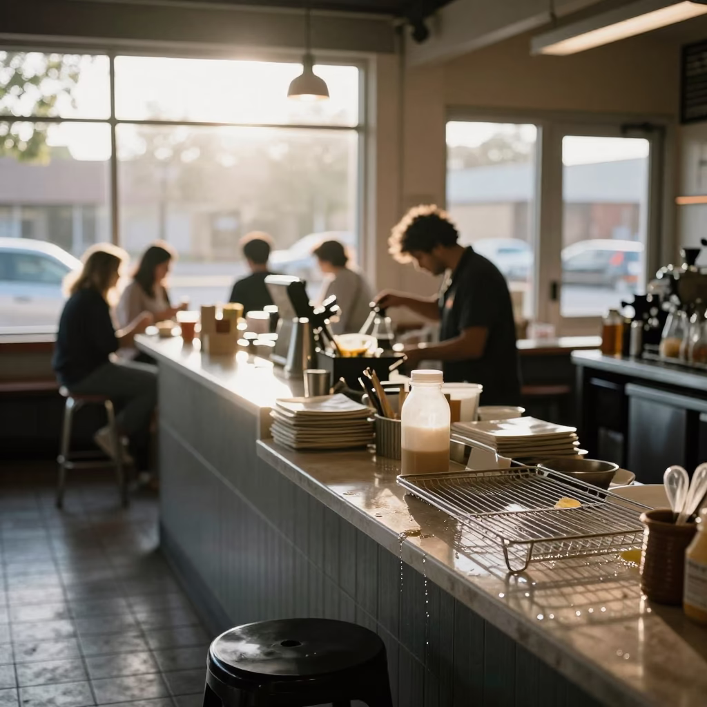 Cafe Counter just after sunrise in Austin in in Austin, Texas, United States