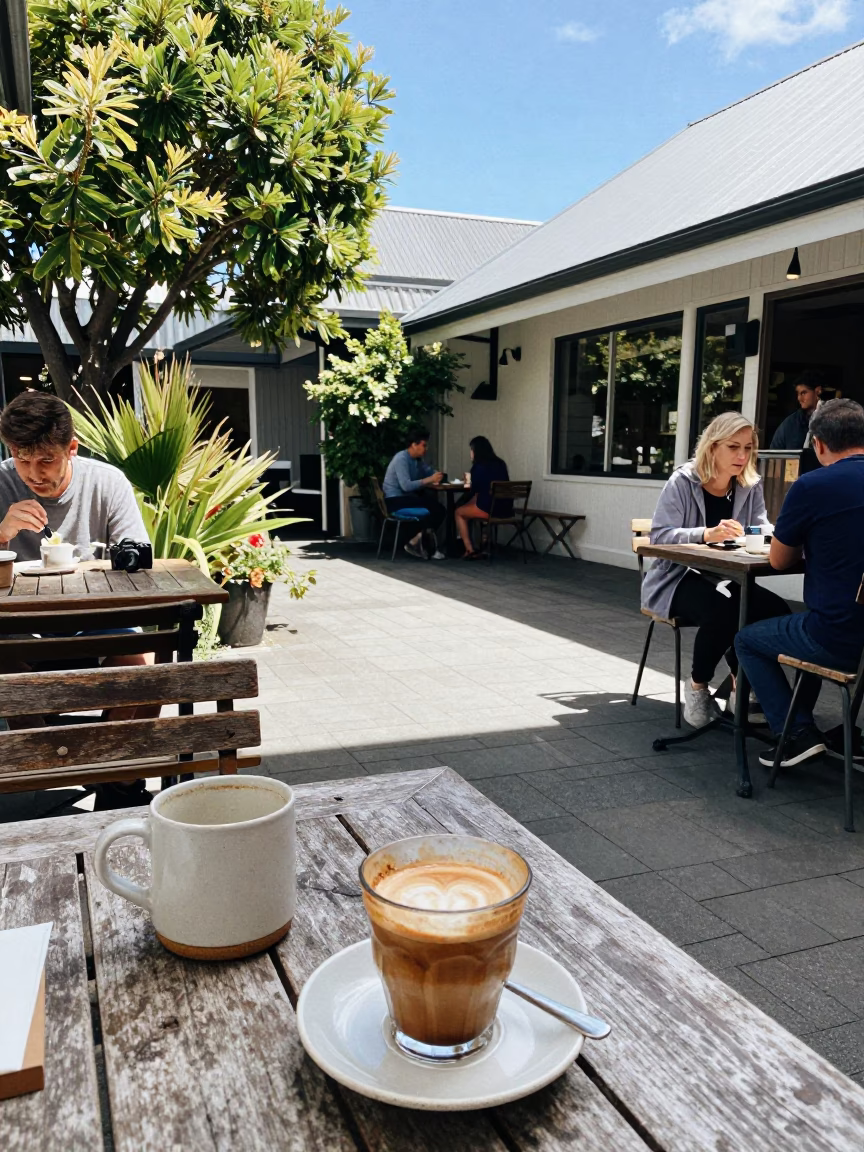Cafe Courtyard in Christchurch in in Christchurch, New Zealand