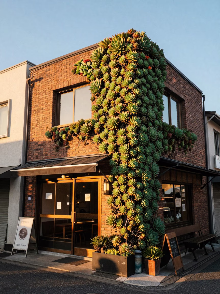 Cafe Exterior in Osaka at Golden Hour in in Osaka, Japan