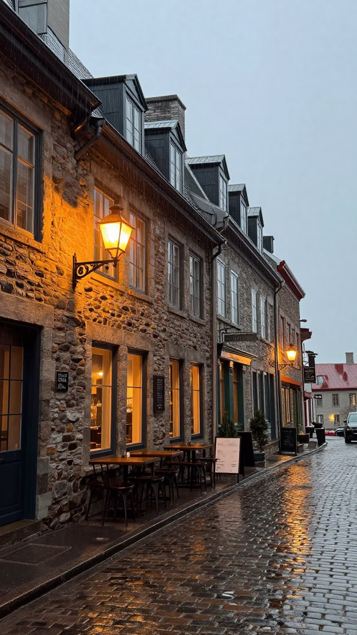 Café Exterior in Quebec City in in Quebec City, Quebec, Canada